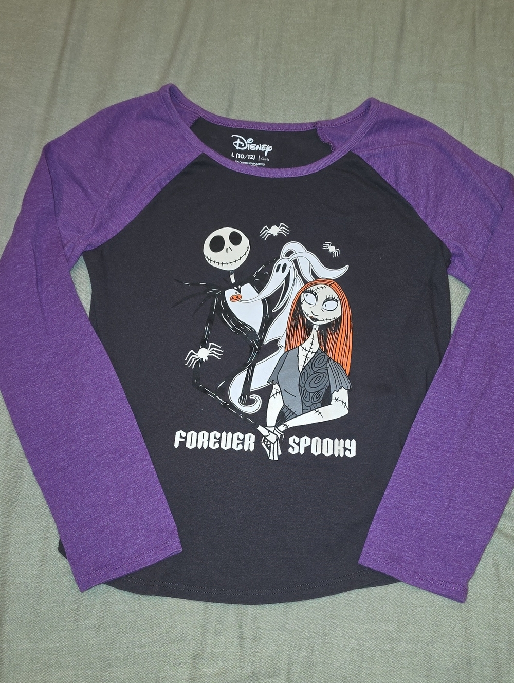 Disney Nightmare Before Christmas Forever Spooky Long Sleeve Raglan Tee Girls 10